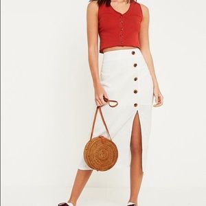 NWT BOG Collective Button-Down Linen Midi Skirt M